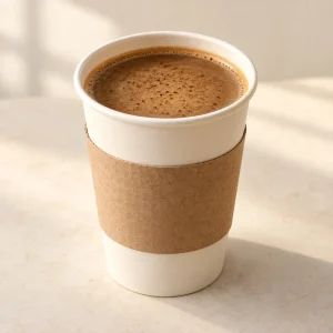 Illustration of pumpkin spice coffee in a cream takeaway cup